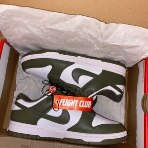 Nike Olive/White Dunk Low - Size 8